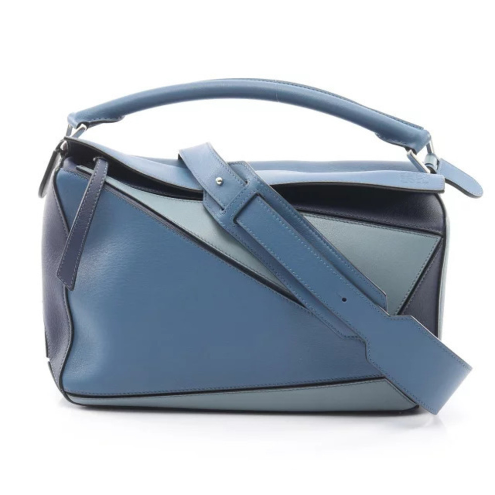 Loewe Puzzle Bag Handbag Leather Blue Navy Blue